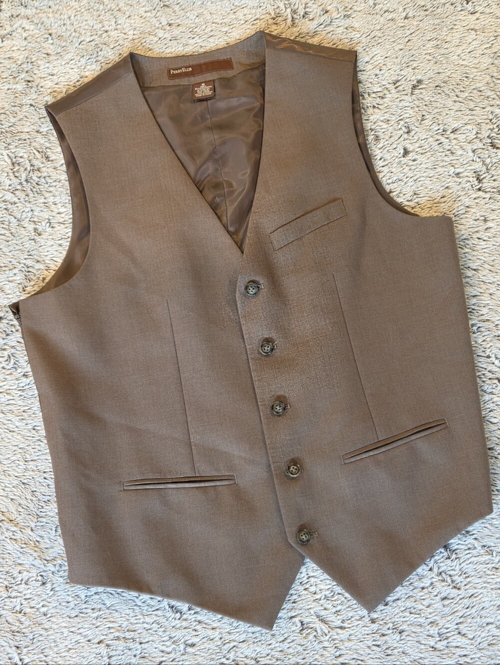 Perry Ellis Men's Brown Dress Vest Sz Medium